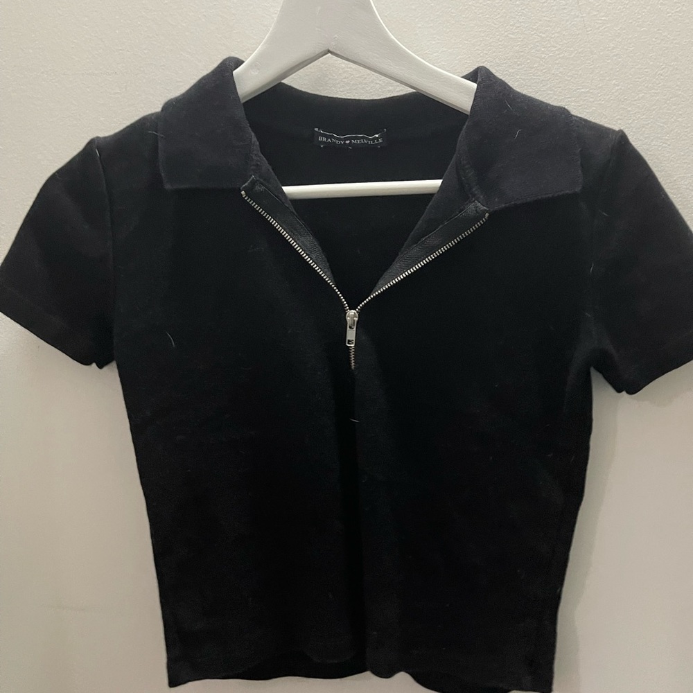 Brandy melville half zip crop top